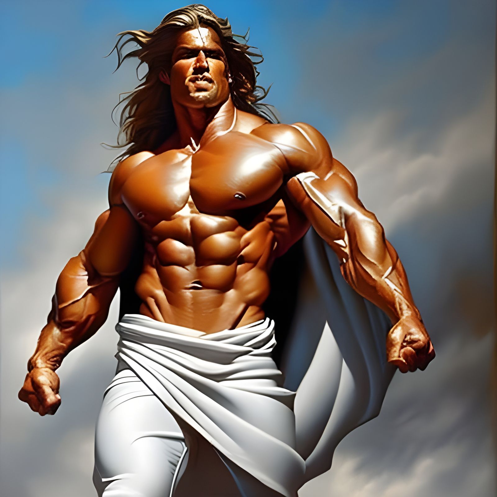 Hyperrealistic Moses with Arms Stretched Out