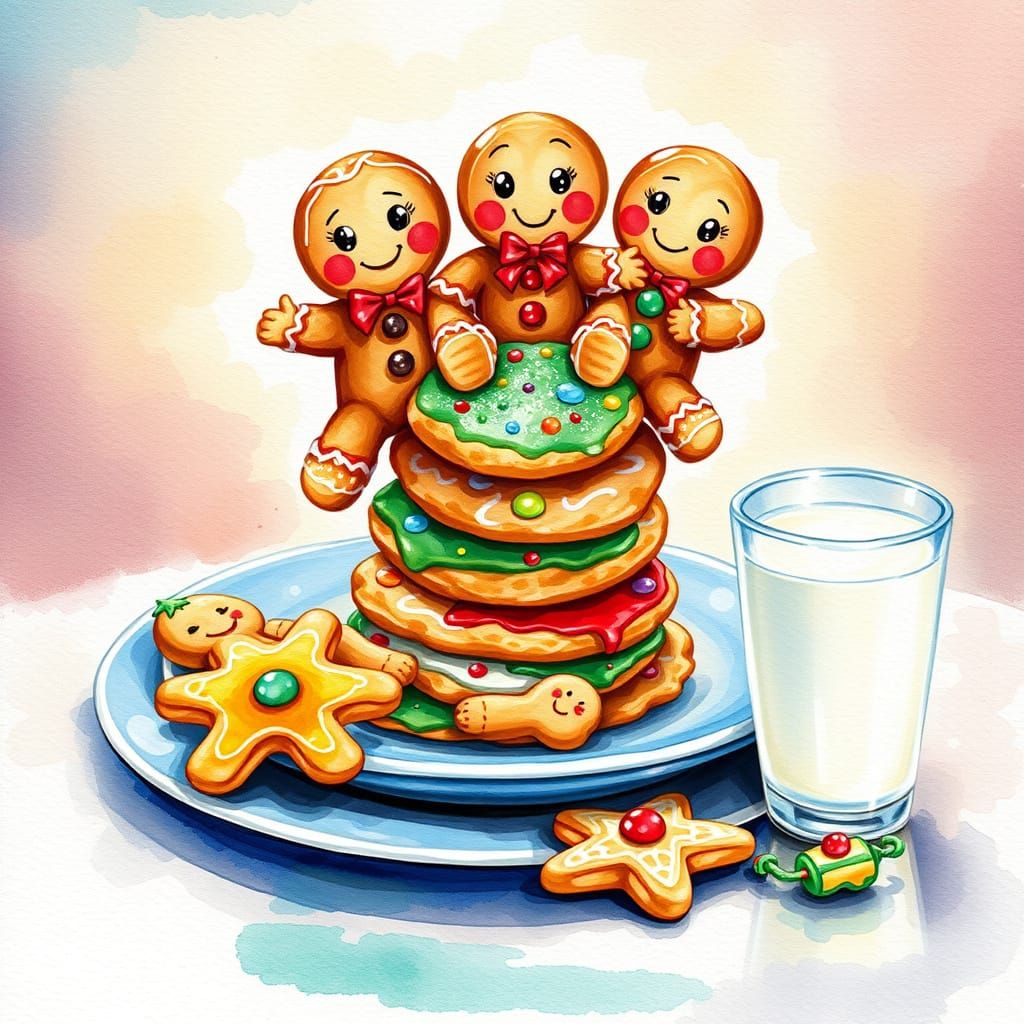 Whimsical Gingerbread Boys on Christmas Plate