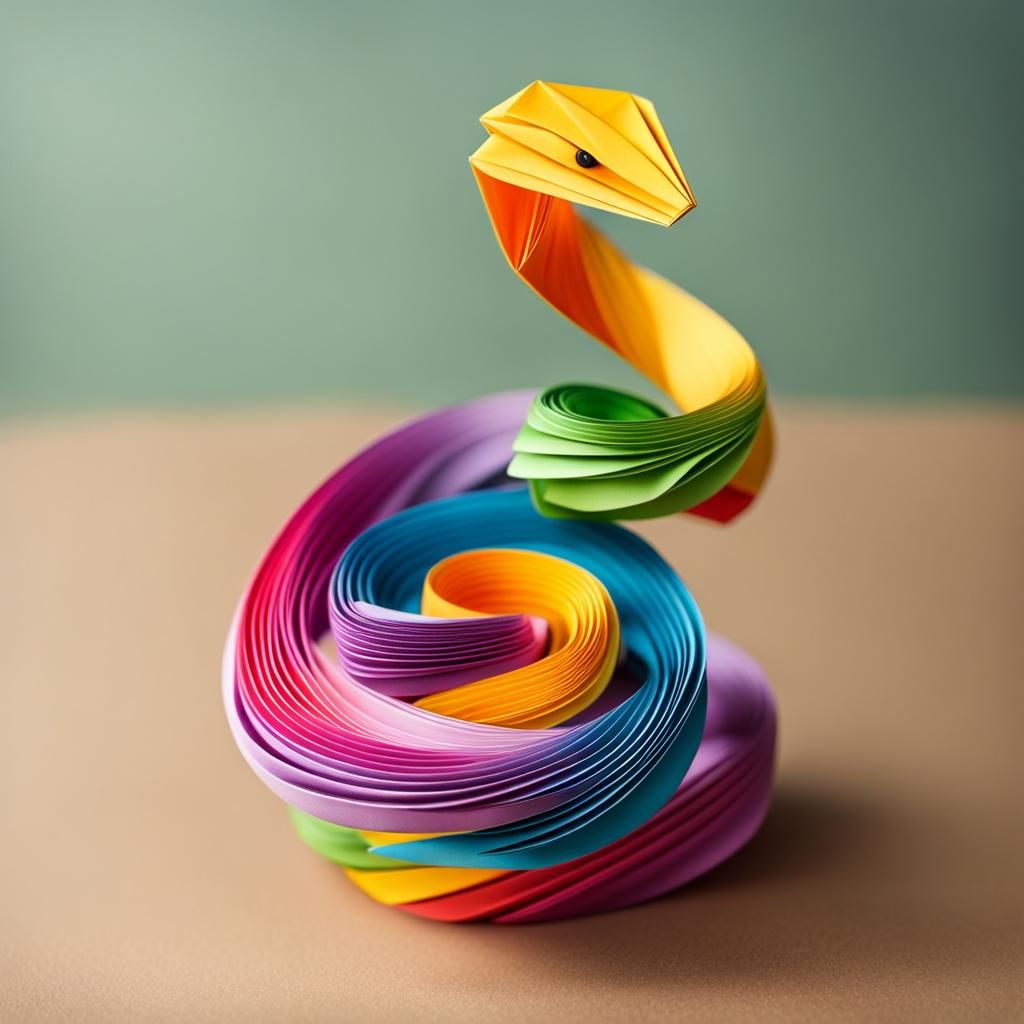 Intricate Origami Snake Papercraft in 8K