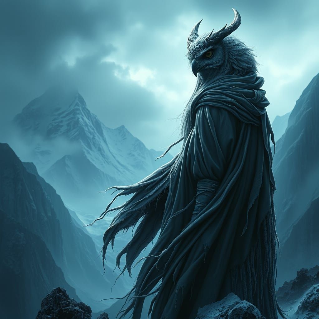 Mysterious Frost Maiden in Dark Digital Art