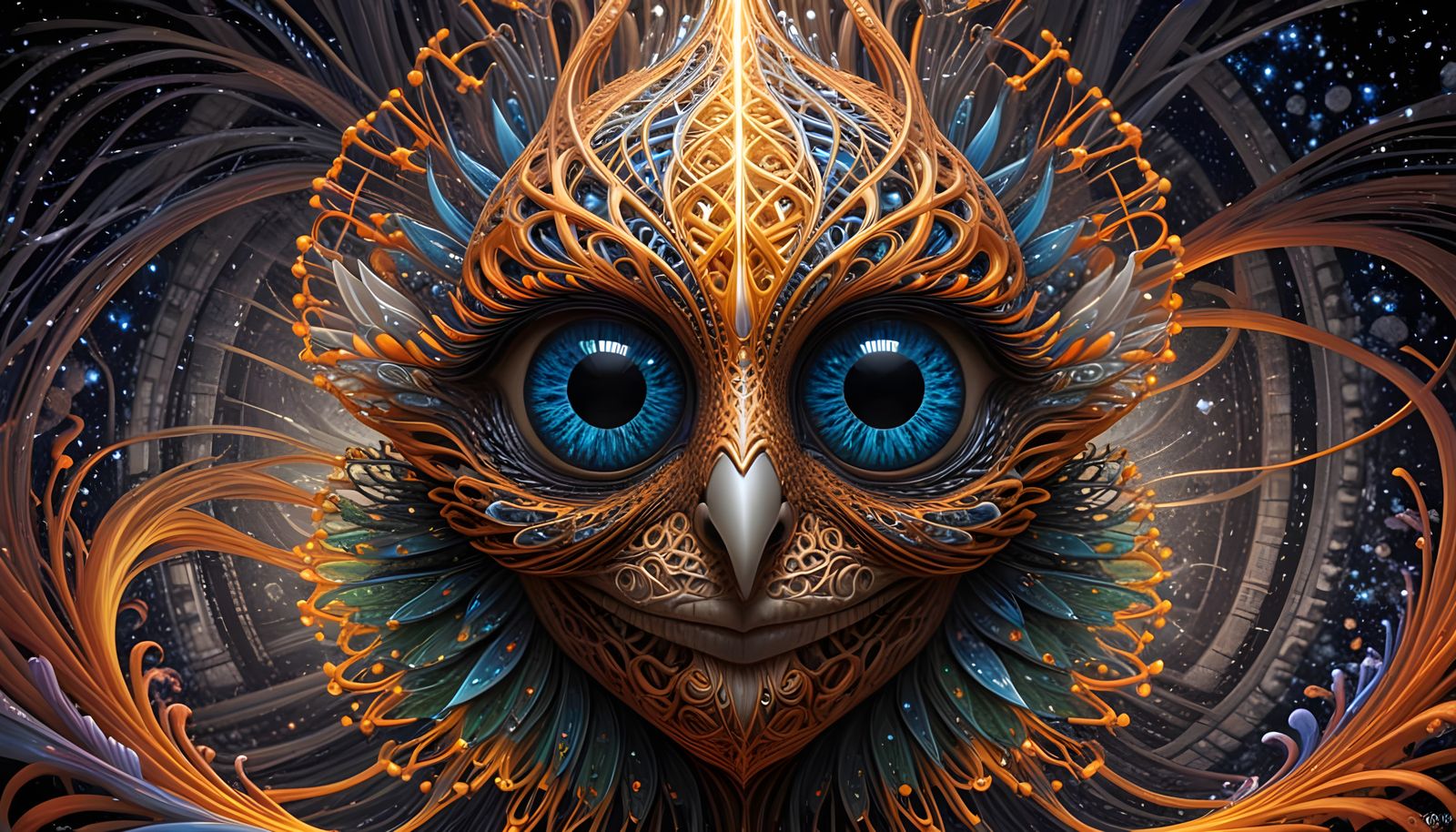 Lyrebird Technical Drawing with Celtic Elements