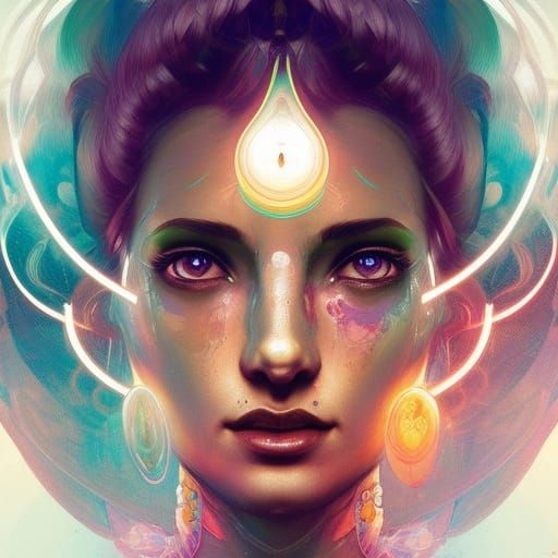 Aligned Chakras Portrait in Hyperdetailed Concept Art