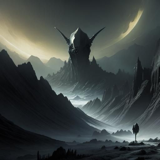 Eerie Alien Landscape in Gothic Horror Style