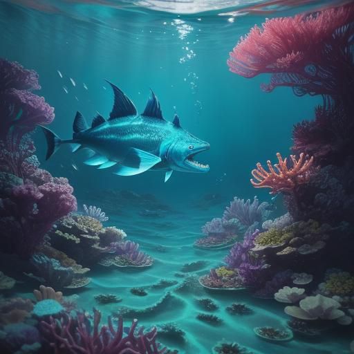 Underwater Creature Devouring Boat: Fantasy Concept Art