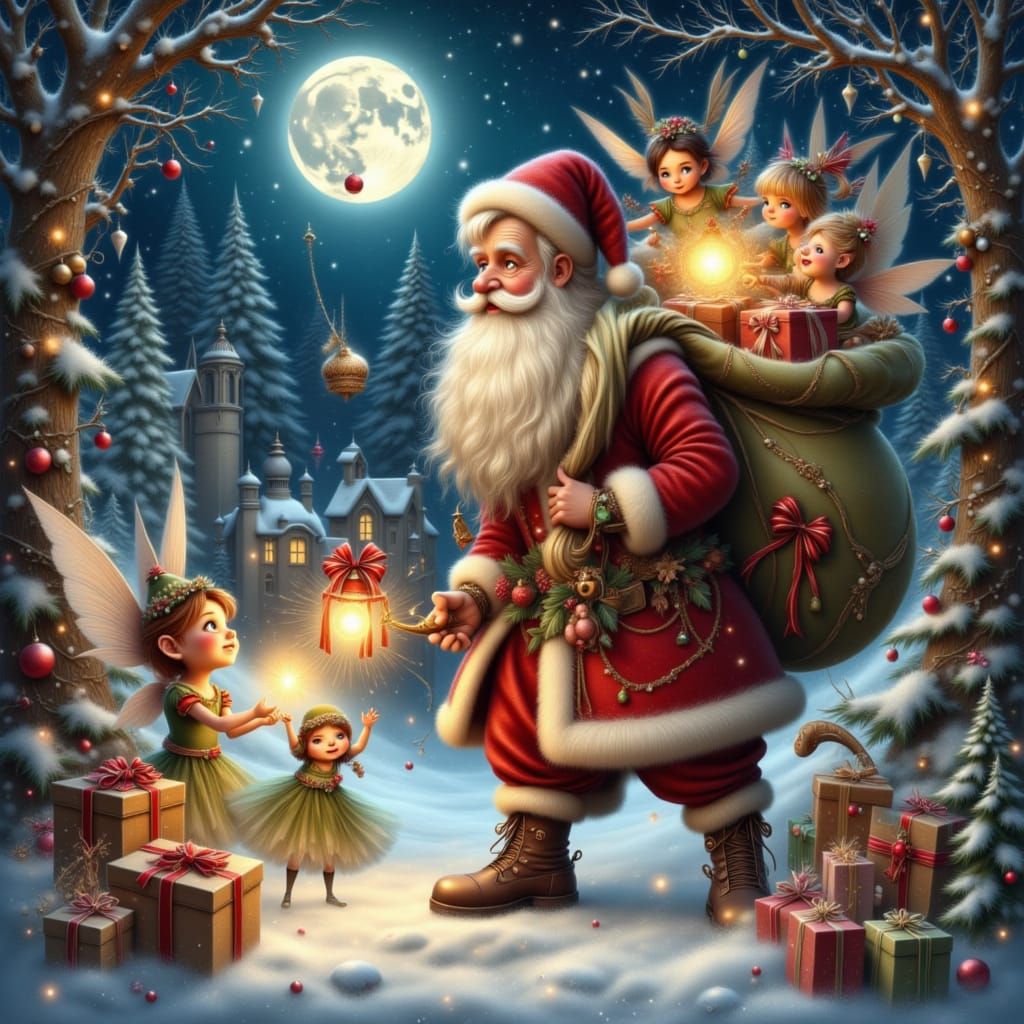 Santa Delivers Magical Gifts to Fairies in Whimsical Fairyla...