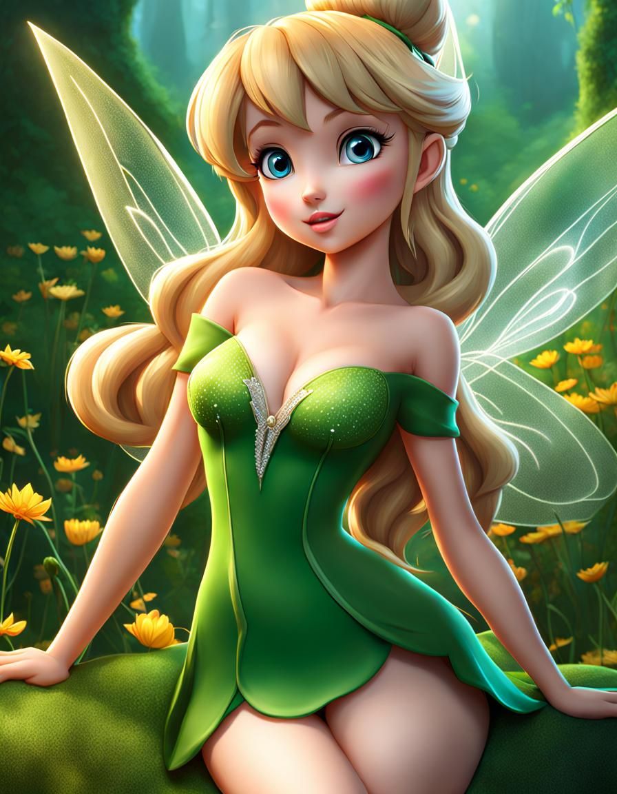 Curvy Tinkerbell Full Body Anime Digital Painting