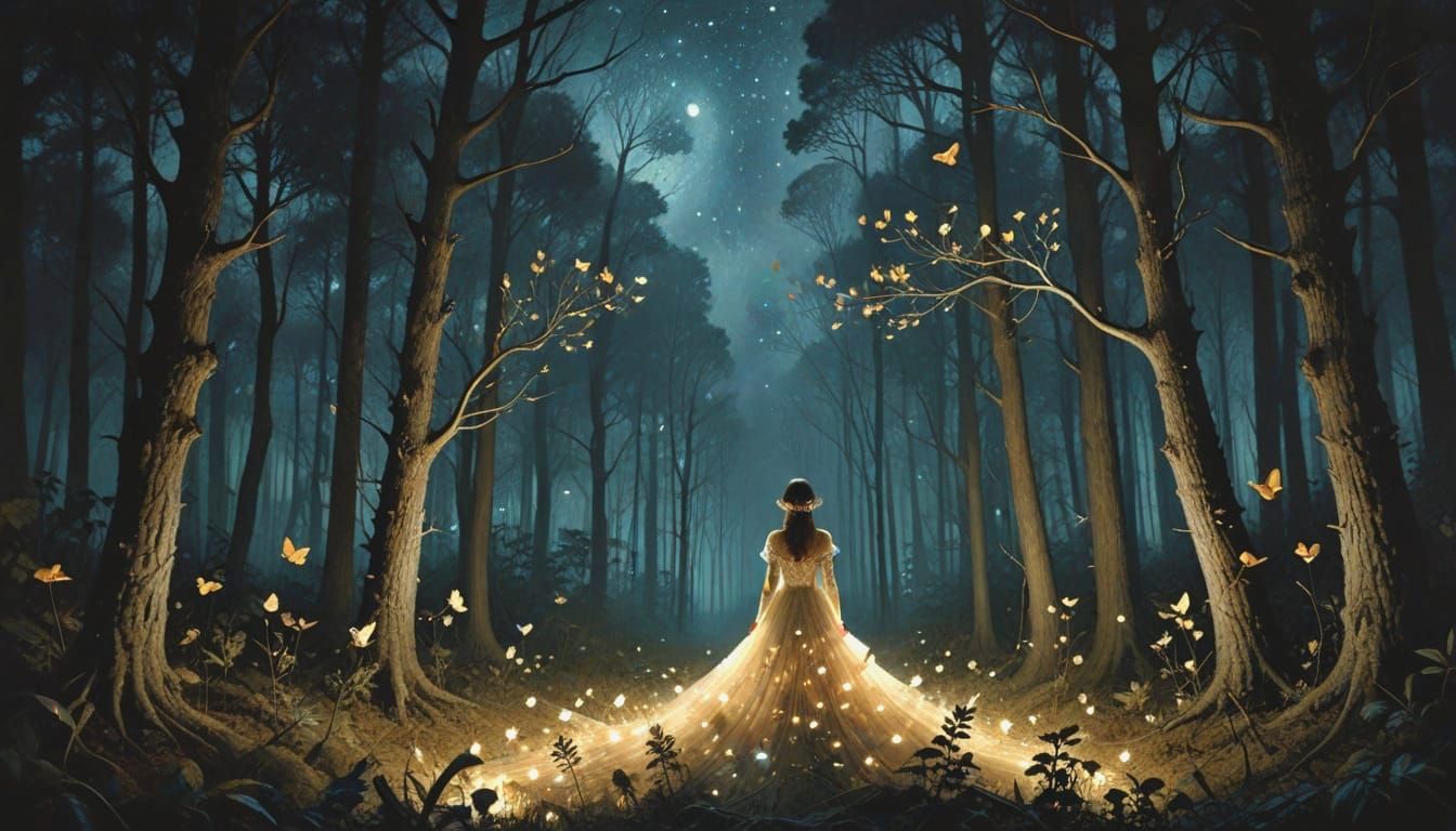 Mystical Forest: Surreal Dreamscape in Mixed Media