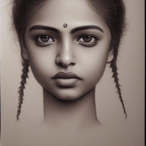 Detailed Sepia Portrait of Young Indian Woman