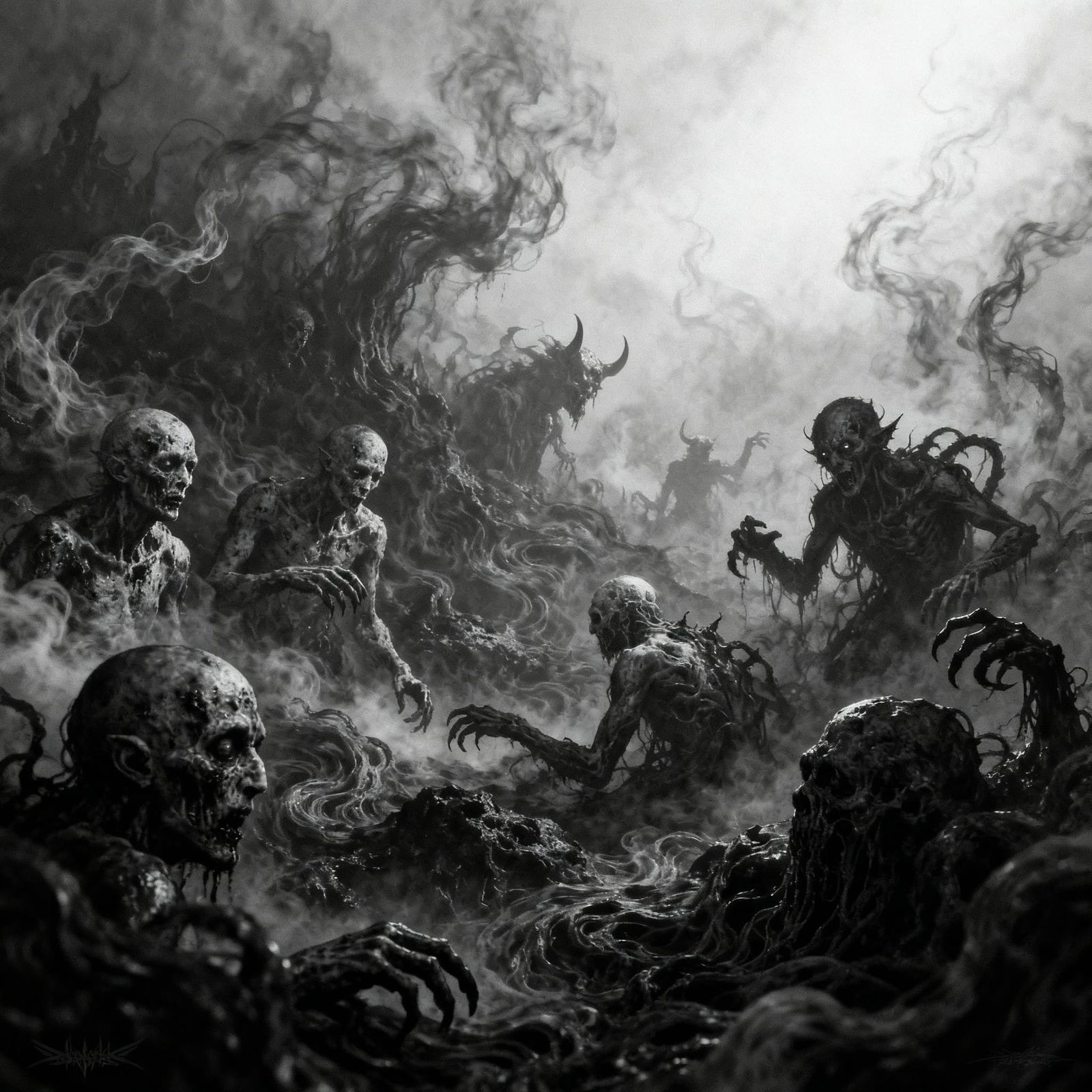 Abstract Horrors & Grotesques in Black & White Album Art Sty...