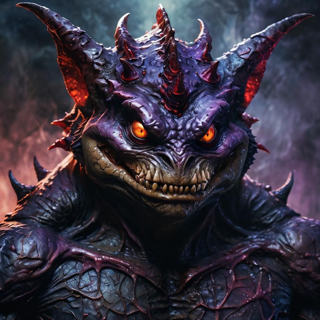 Demonic Toadman in Surreal Oil Painting