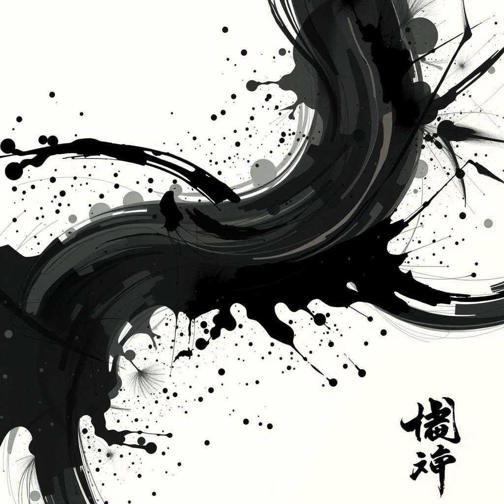 Energetic Ink Splash Art for Martial Arts