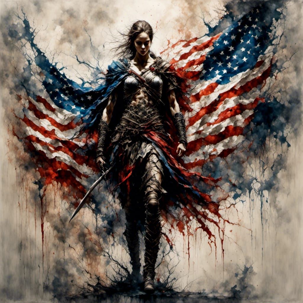 Ares, God of War, in Mythic Punk Style