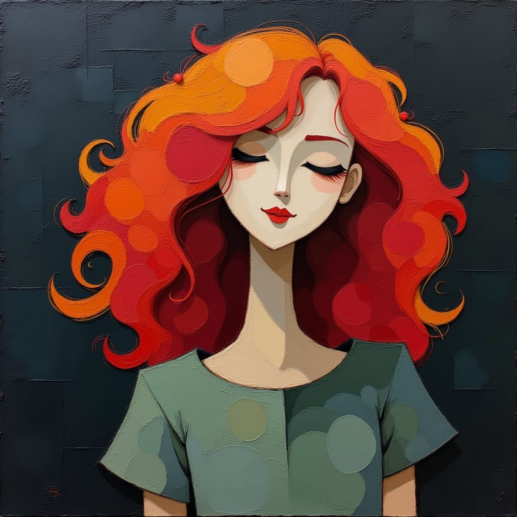 Ethereal Redhead Punk in Geo Dada Style