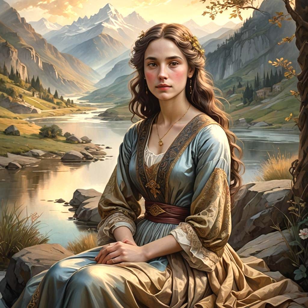 Mona Lisa Inspired Portrait in Detailed Matte Painting