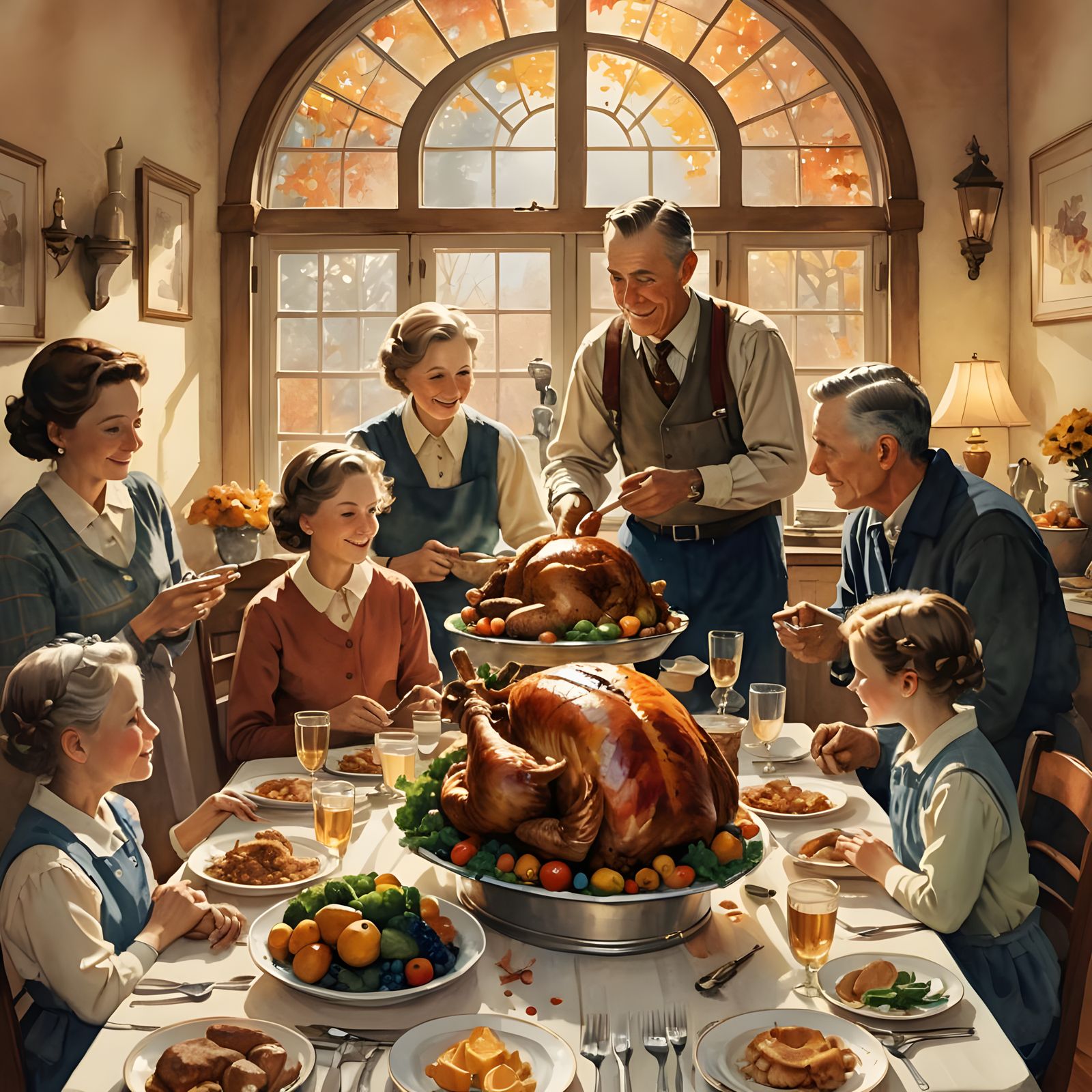 Vintage Thanksgiving Card Illustration