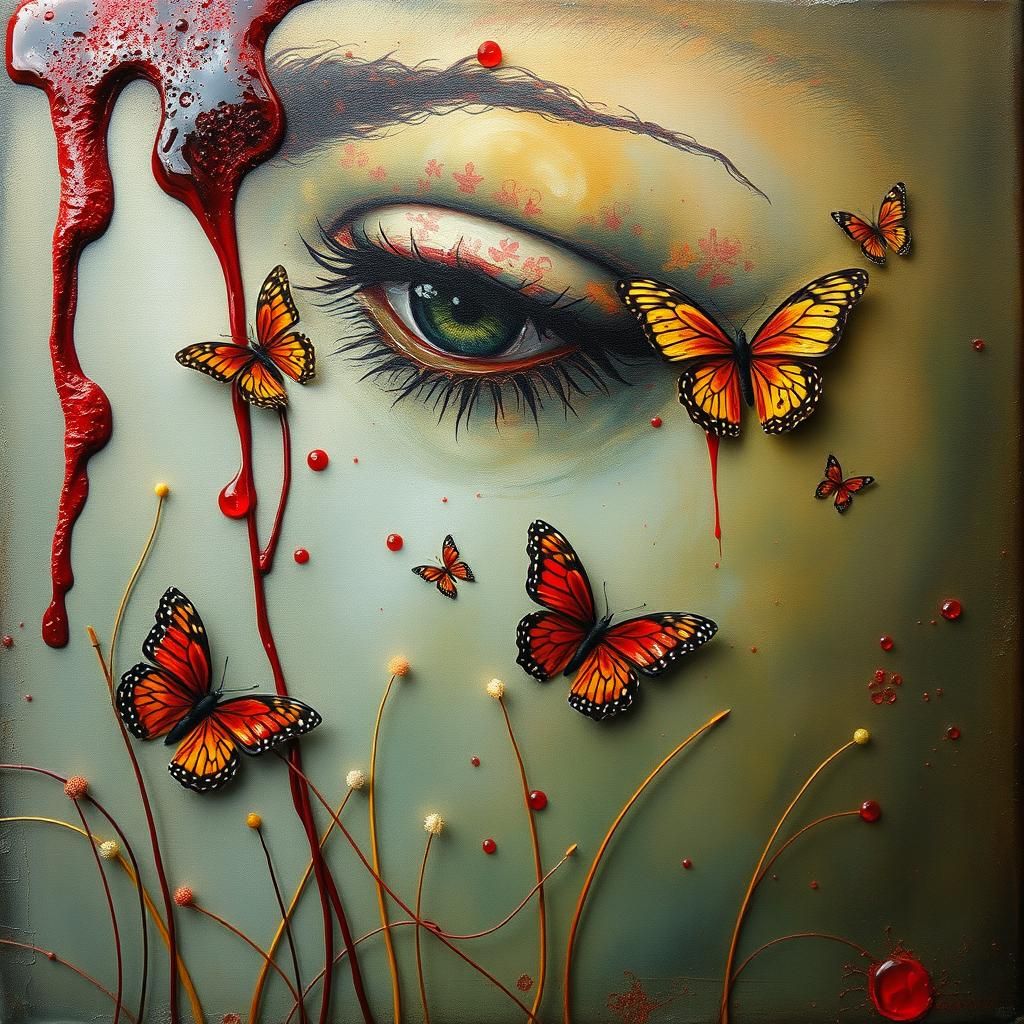 Surreal Eye of Blood: Dali-esque Oil Painting