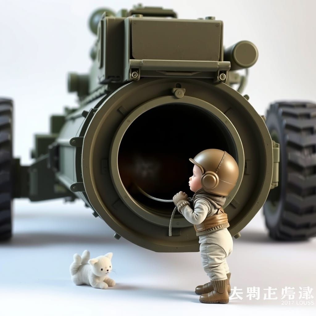 Hyper-Realistic M777 Artillery Piece with Babies