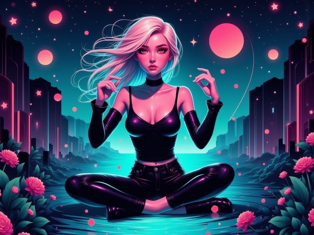 Anime Portrait with Intricate Patterns