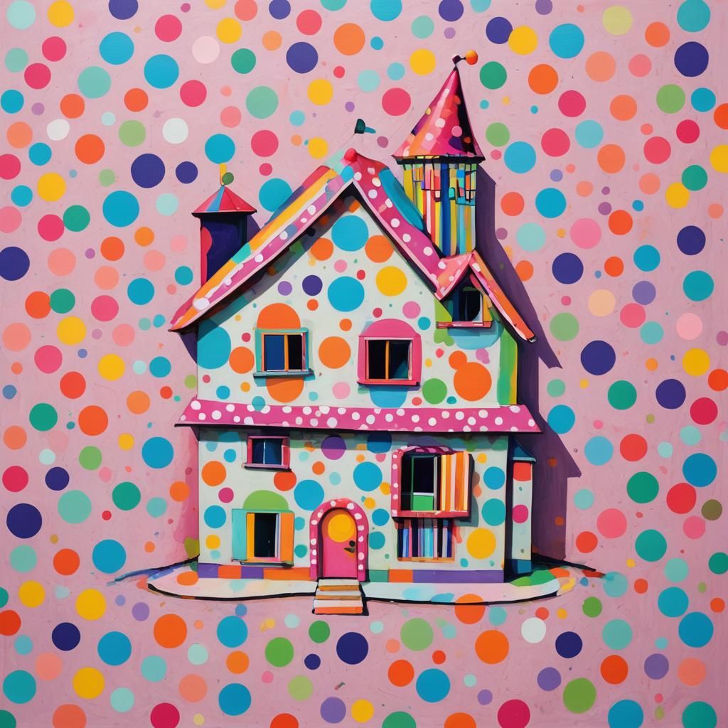 Funky Polka Dot House in Abstract Neon Art