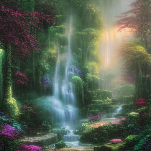 Ethereal Waterfall in Hanging Gardens of Babylon
