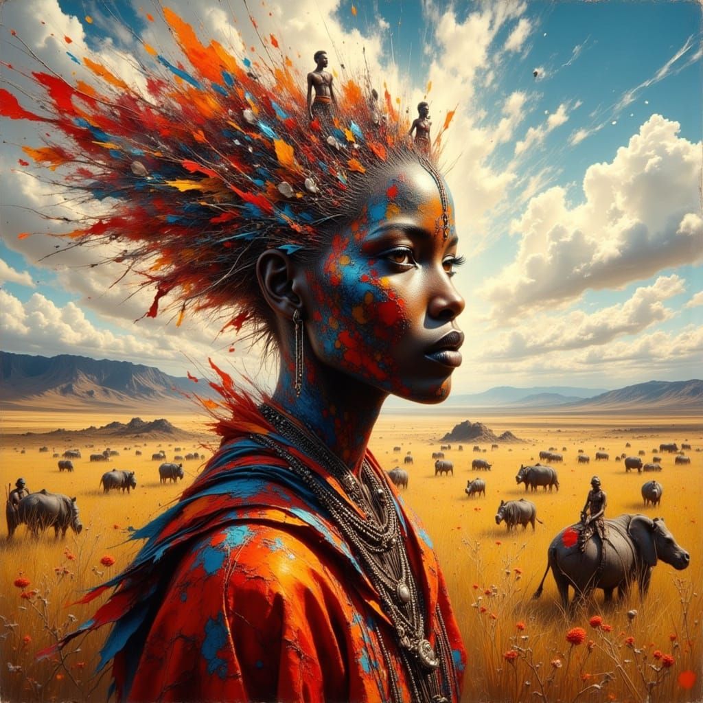 Maasai Woman's Transparent Head Reveals Ngorongoro Crater Da...