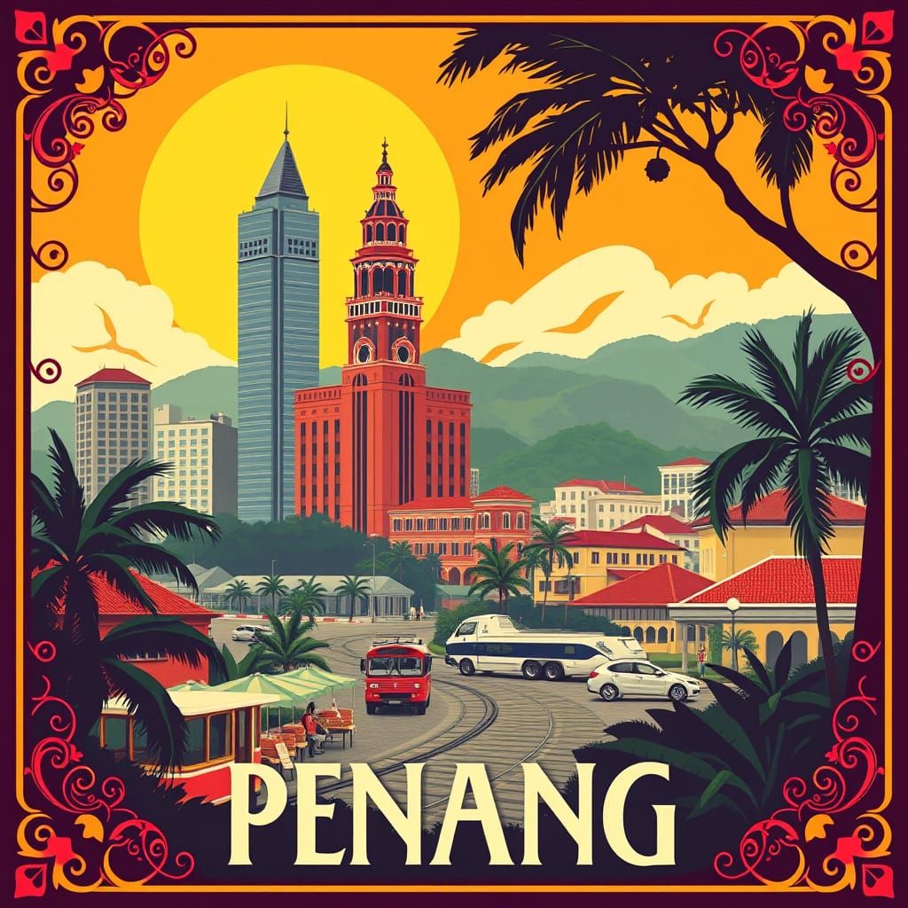 Vintage Travel Poster of Penang, Malaysia