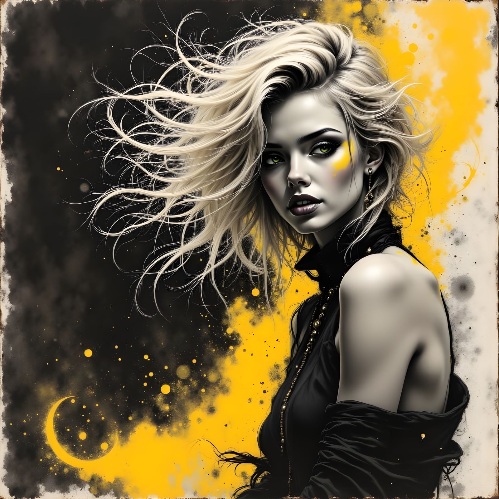 Norse Goddess Portrait in Charcoal Sketch Style