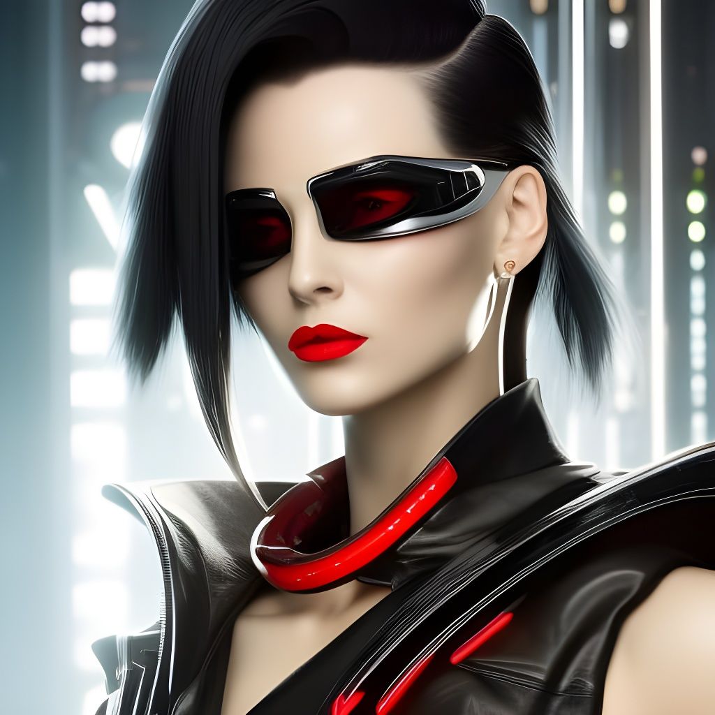 Cyberpunk Woman in Matrix-Inspired Fashion, Hyperdetailed Ar...
