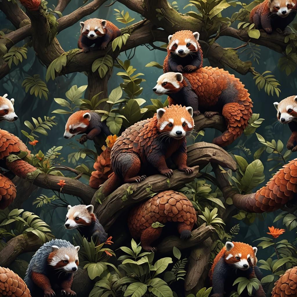 Pangolin Red Panda Hybrid Concept Art