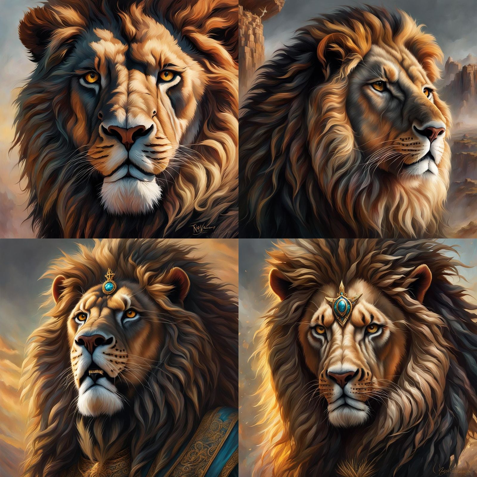 Lion of Judah: Victory Portrait in Art Nouveau Style