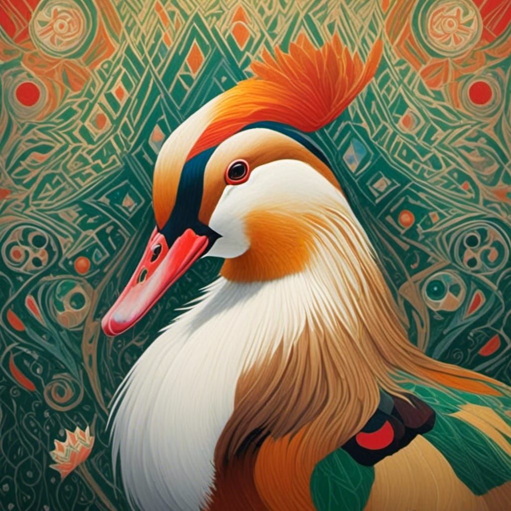 Stylized Mandarin Duck Illustration