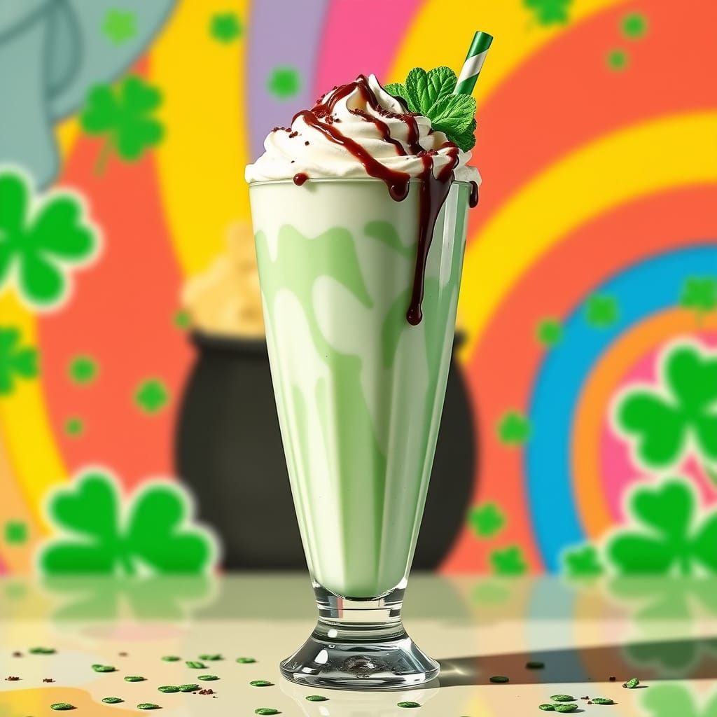 Vibrant St. Patrick's Day Dessert in Colorful Pop Art Style