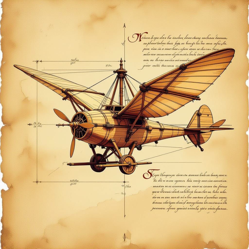 Flying Machine Blueprint in Steampunk Style