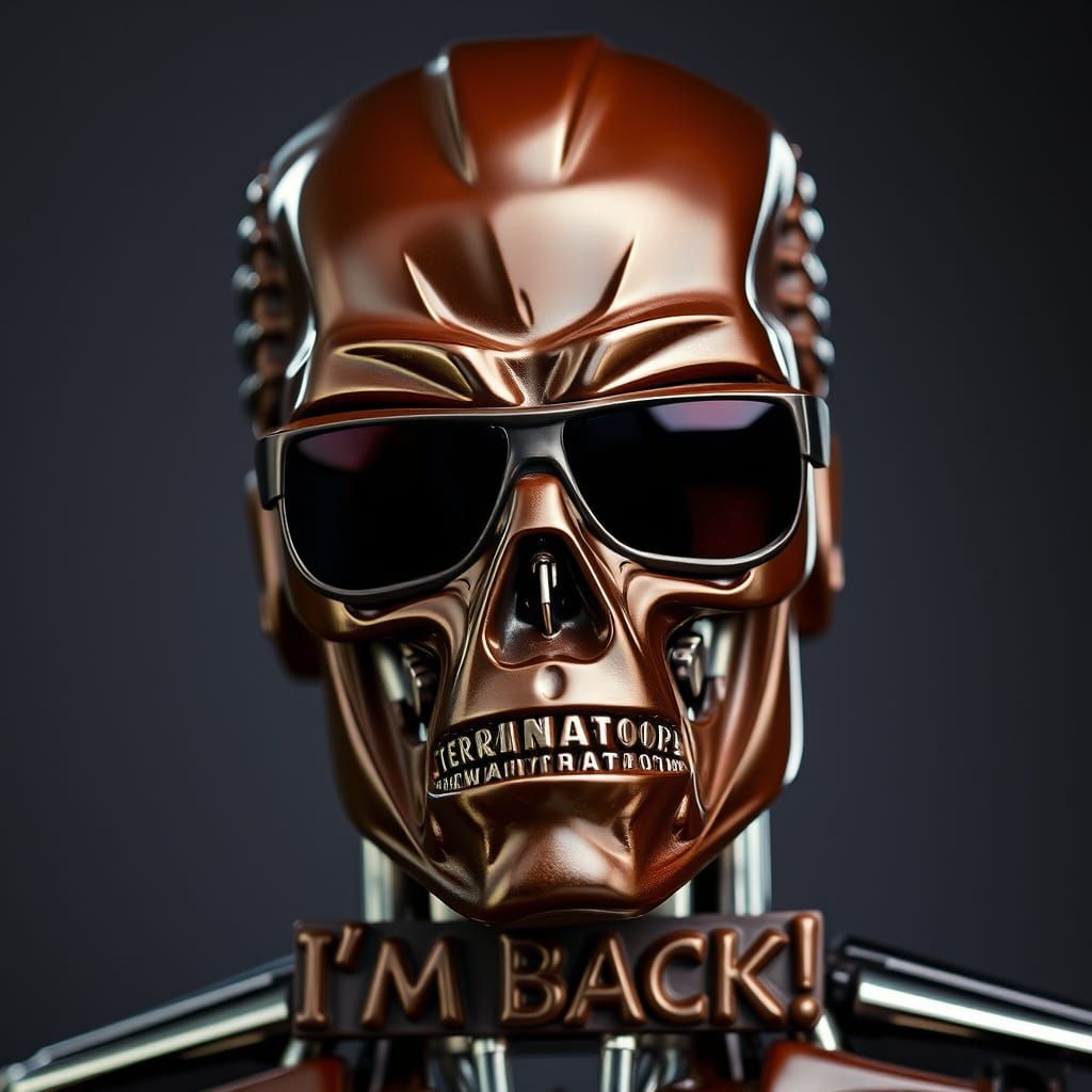 Chocolate Terminator Emerges: Hyperrealistic Sci-Fi Art