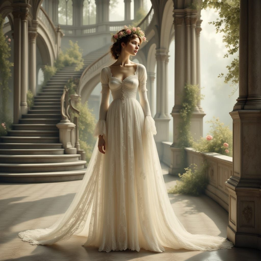 Regency Lady in Ethereal Palladian Atrium