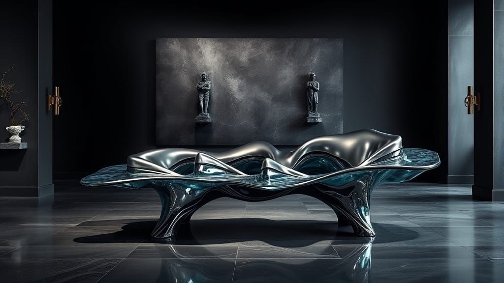 Abstract Ocean Bench Sculpture