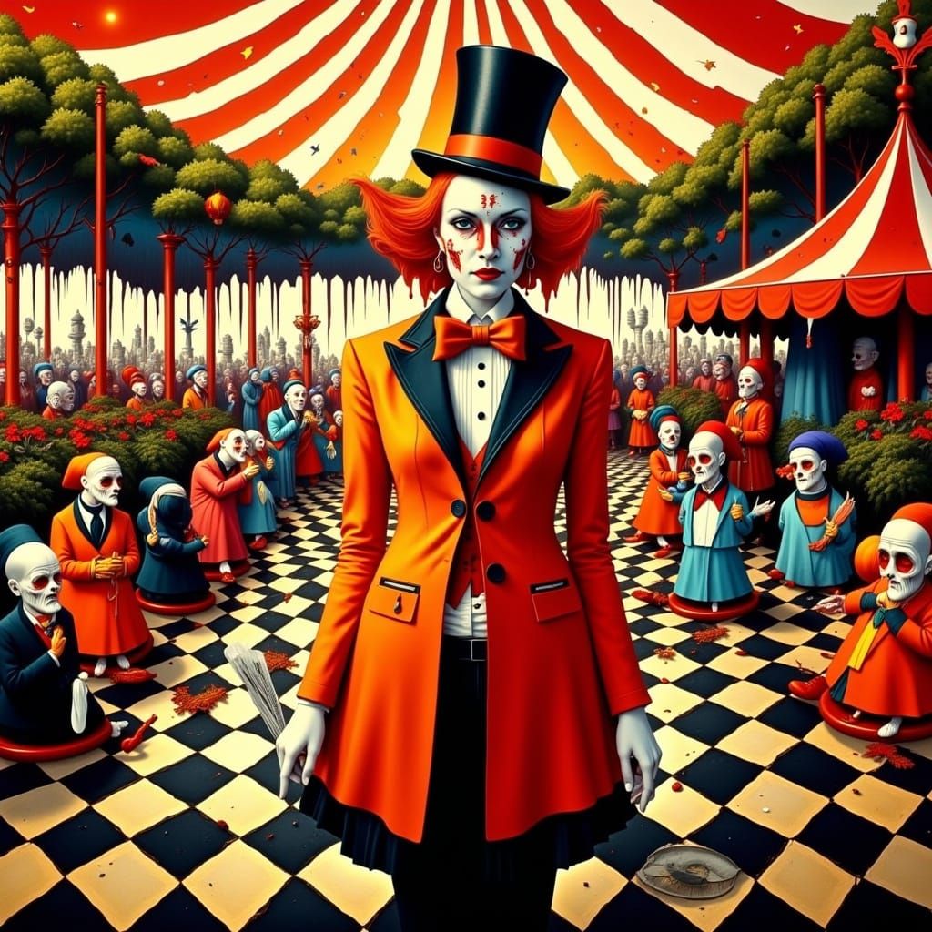 Surrealistic Nightmare of Melted Chess Pieces in Vibrant Col...