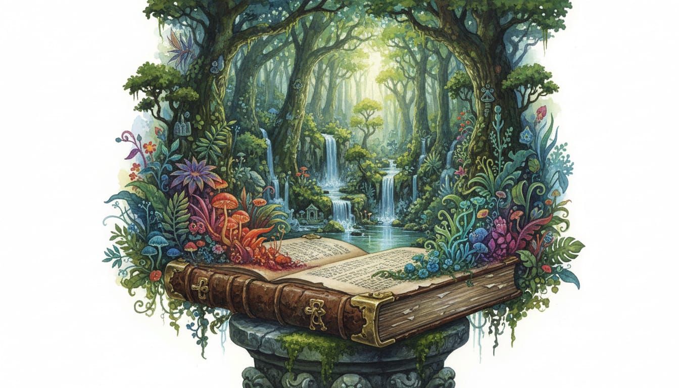 Ancient Grimoire Unveils Vibrant Jungle and Crystal Waterfal...