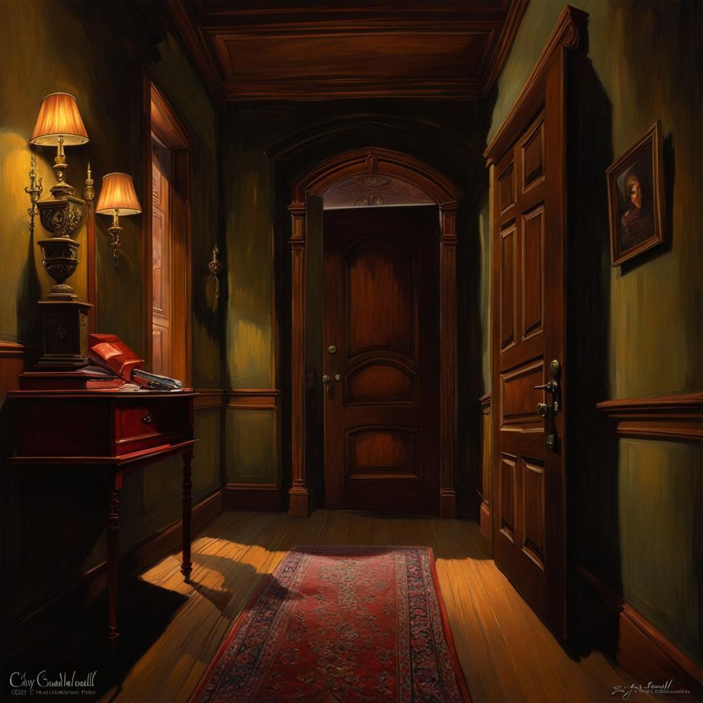 Spooky Hallway in Renaissance Mansion: Dark Fantasy Art