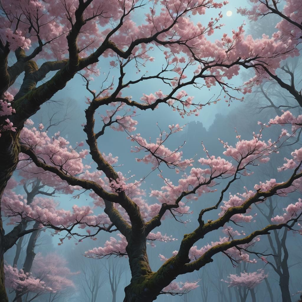 Dreamy Cherry Blossom Tree Digital Matte Painting