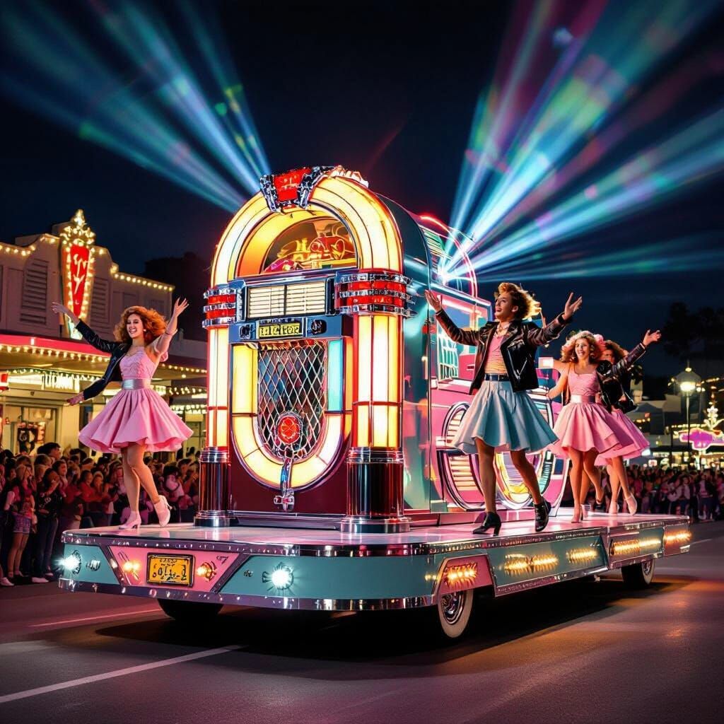 1950s Parade Float With Jukebox and Dancers
