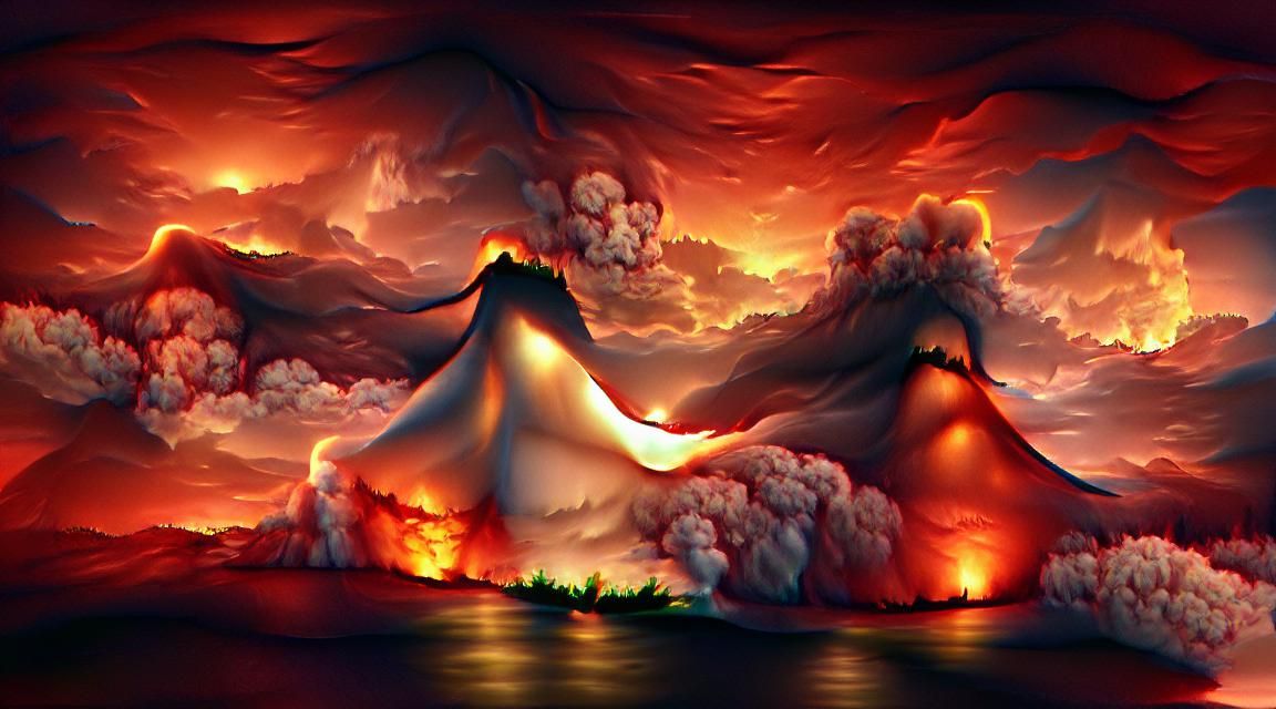 Volcano Eruption: Entrance to Hell in Volumetric Lighting