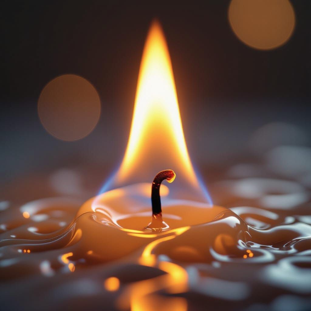 Macro View of Swirling Candle Flame