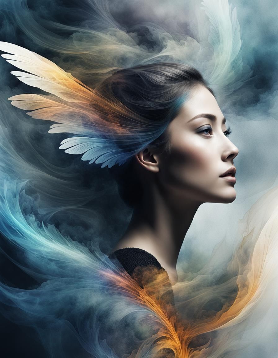 Ethereal Norse Goddess in Fractal Watercolor