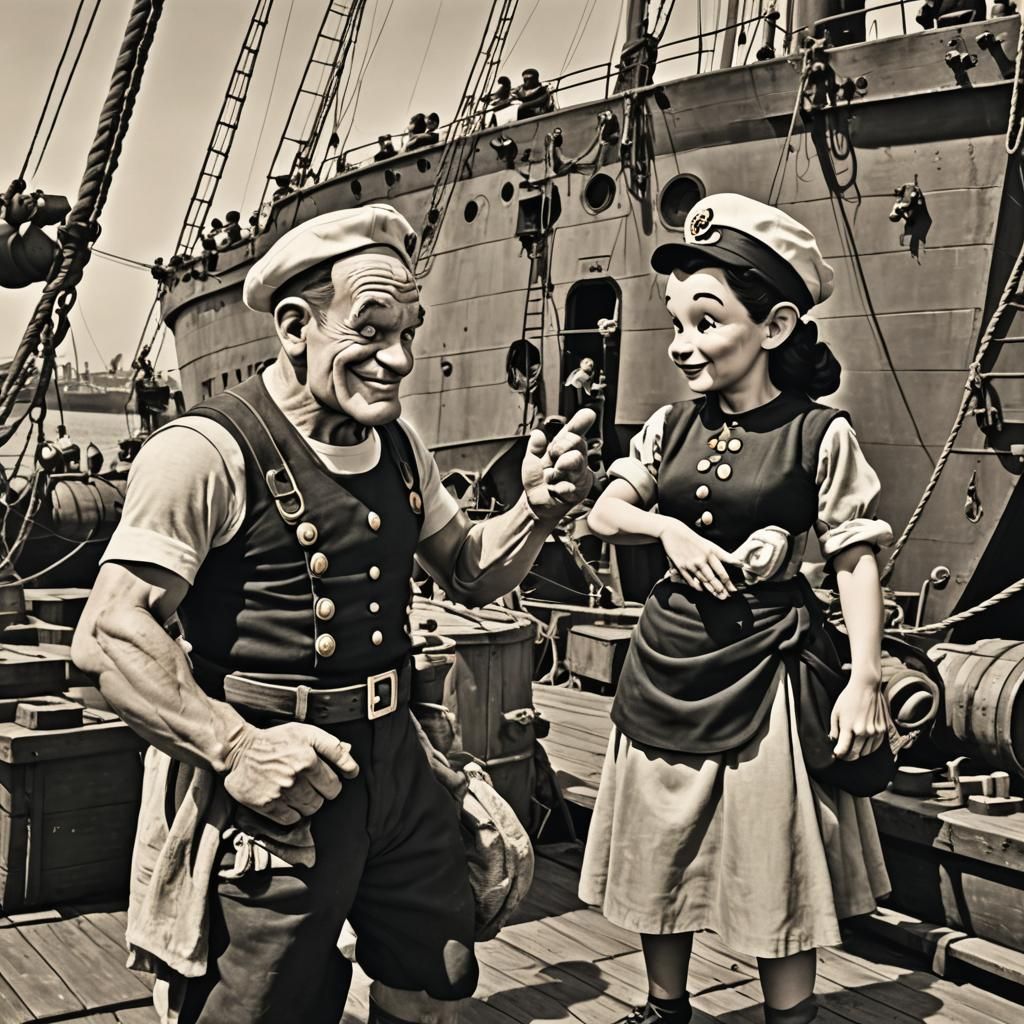 Popeye and Olive Oyl on a Ship