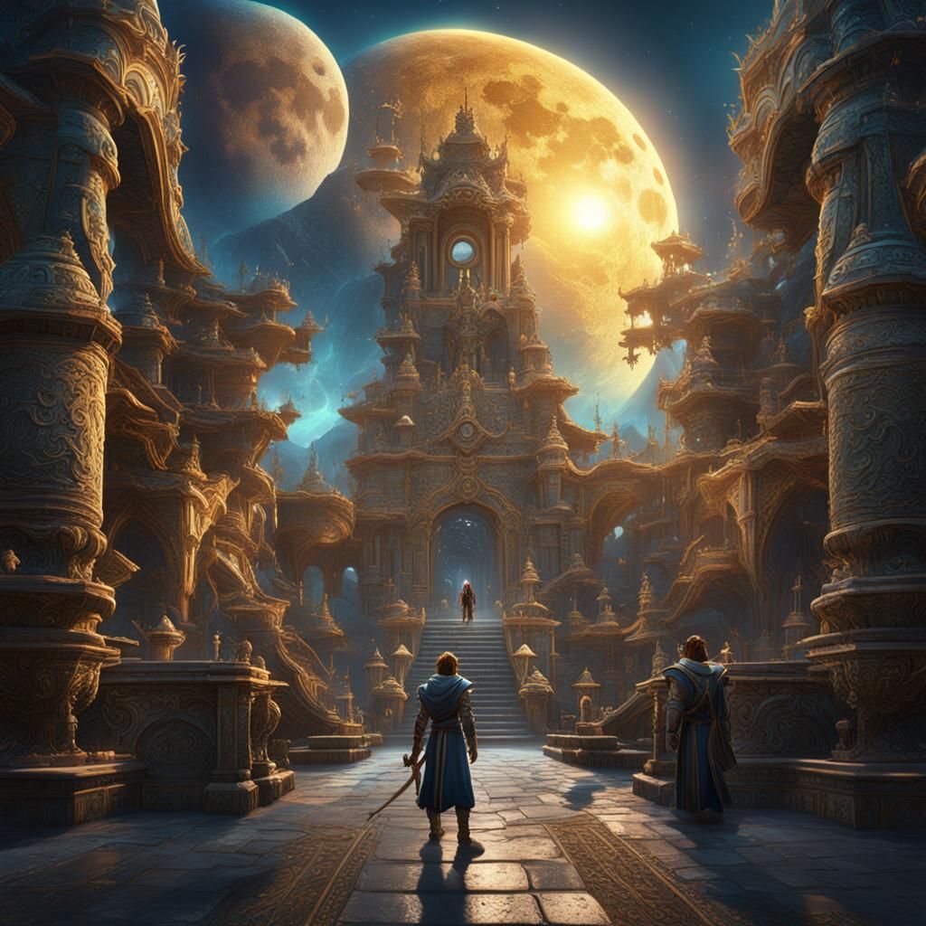 Sun and Moon People in Detailed Matte Painting