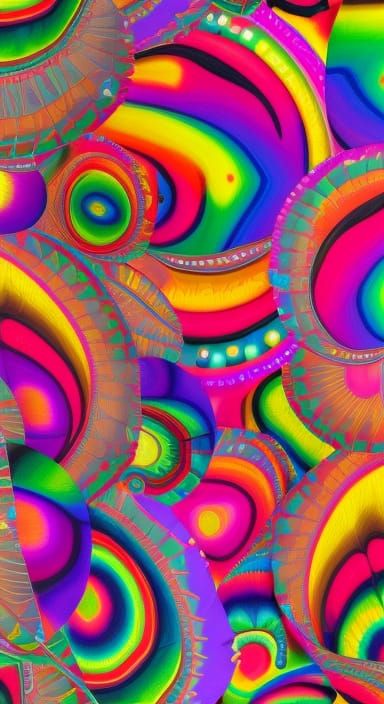 Kaleidoscopic Rainbow Portrait in Frida Kahlo Style