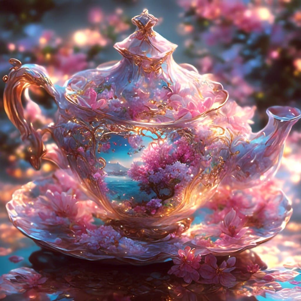 Elegant Teacup and Teapot Still Life