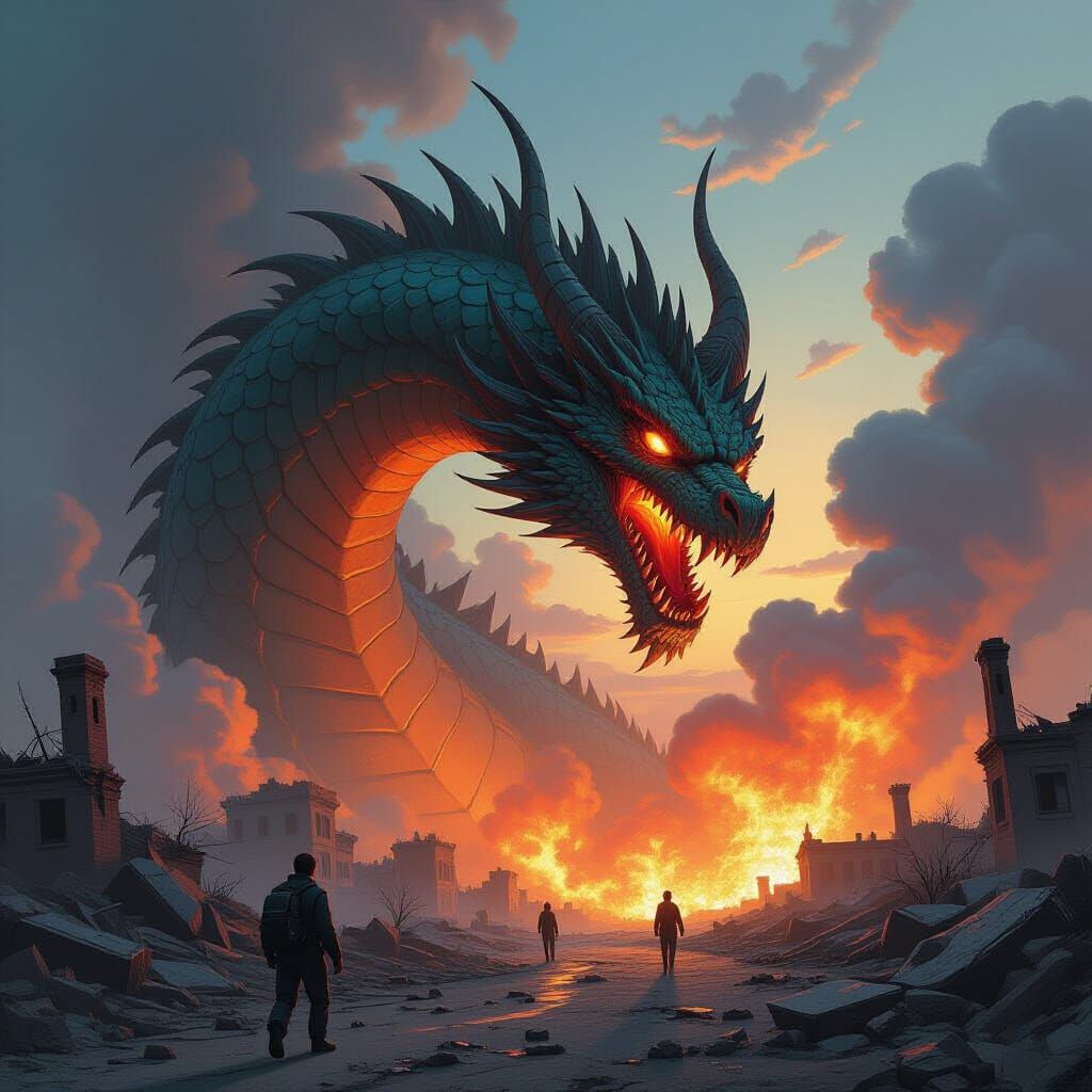 Dragon's Fiery Destruction of a Ruined Planet
