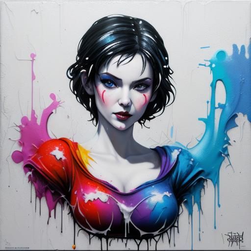 Snow White as Colorful Graffiti Street Art